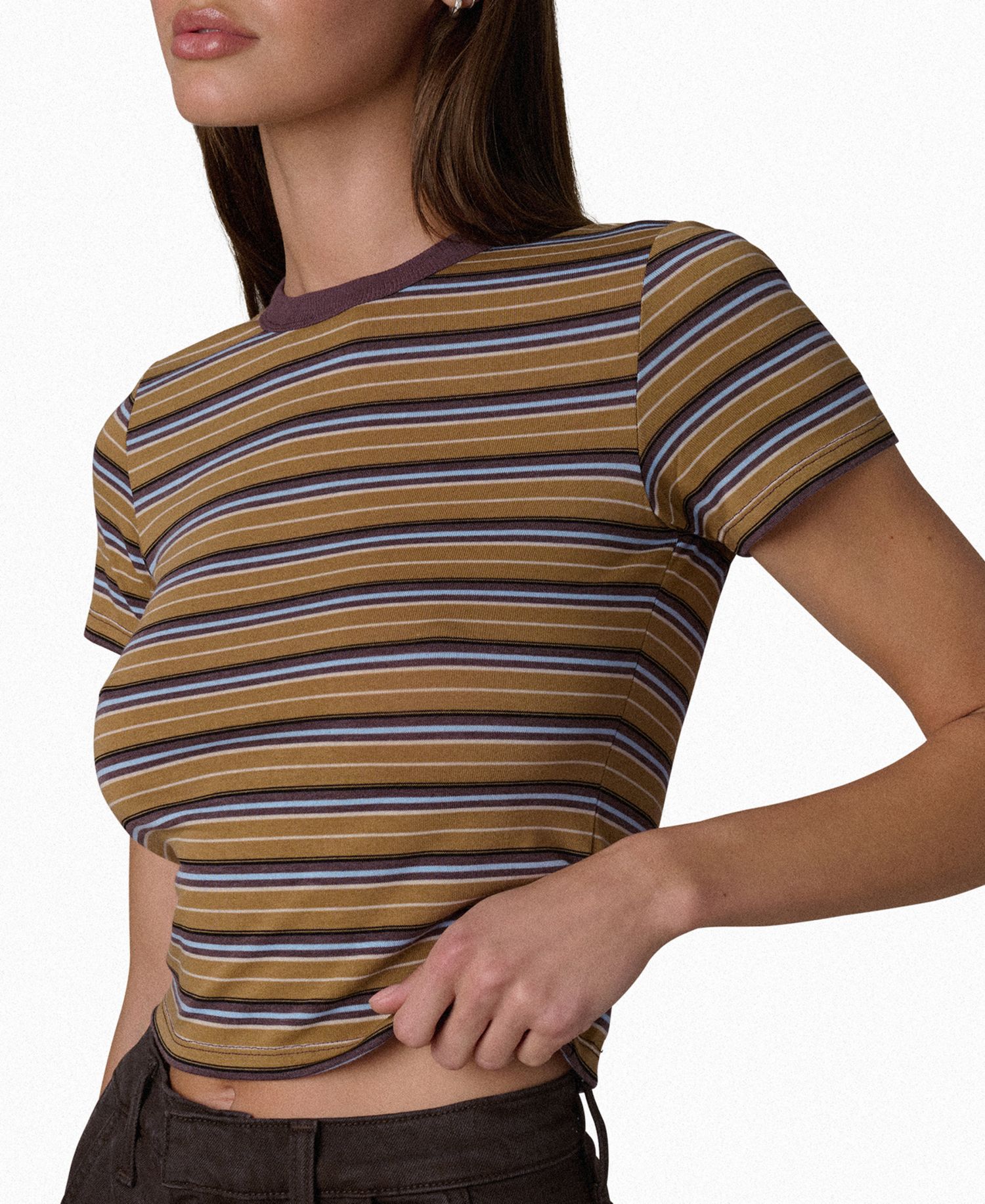 Women's Striped Crop Short-Sleeve Baby T-Shirt
