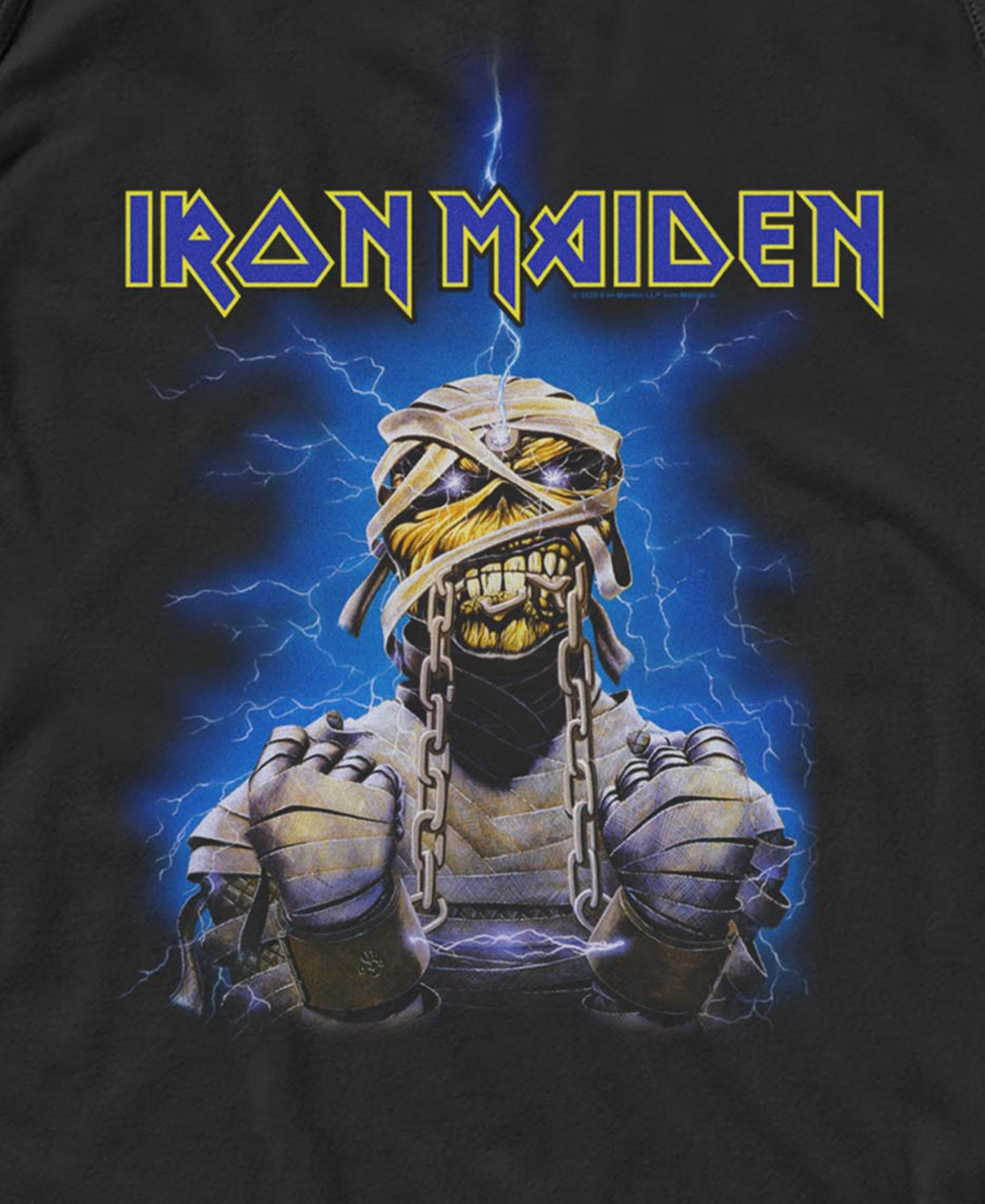 Men's Iron Maiden Mummy Eddie Lightning Graphic Tank Top