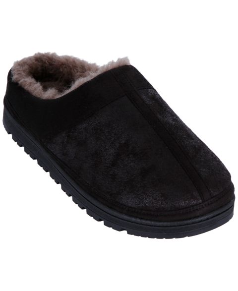 Мужские сабо Isotoner Faux Suede Clog Slippers, цвет: Чёрный