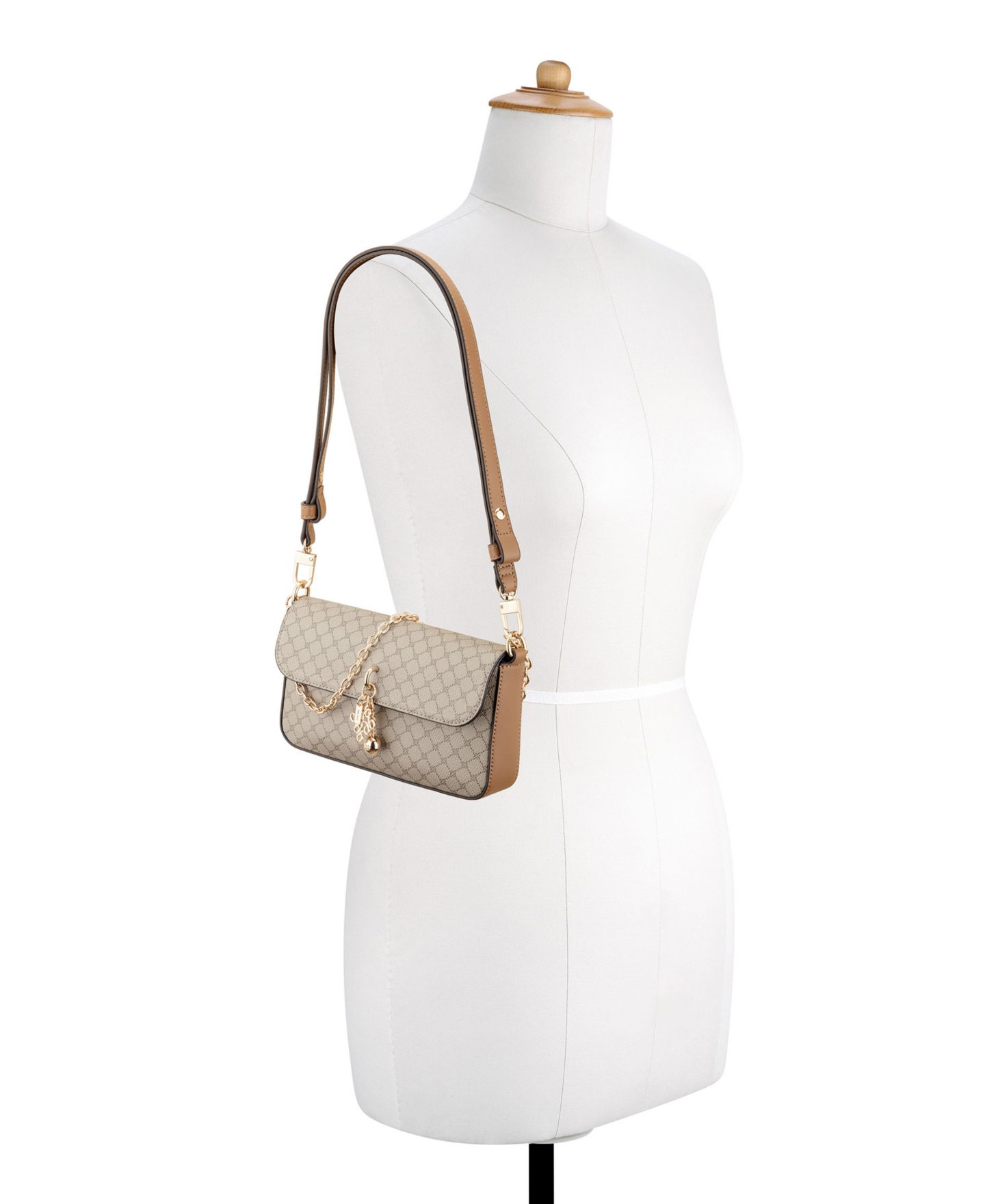 Женская сумка Nine West Marrisa Convertible Chain Small Shoulder Crossbody, цвет: Бежевый / Карамельный — фото 6