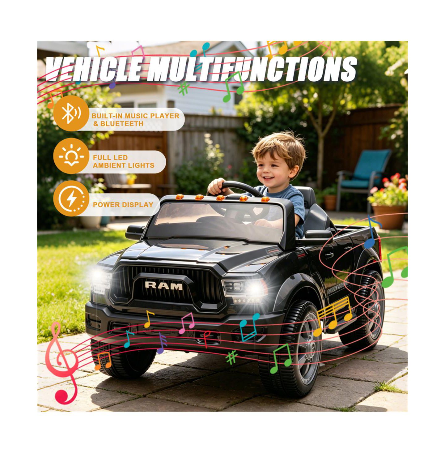 Детская игрушка YOBTOP 2500 Electric Pickup Truck with Parent Remote Control, 77.2 lb. Capacity, 3–5 лет, цвет: Чёрный — фото 6