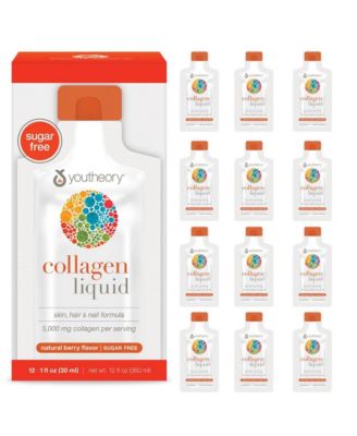 Collagen Liquid 5000 Milligram Hydrolyzed Collagen Peptides Supports Hair, Nail, Joint and Bone Health 1 Ounce Single Serve Packet, 12 Pack