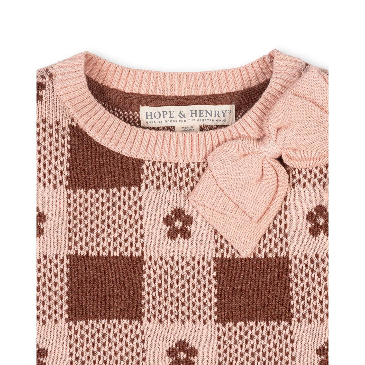 Little and Big Girls' (XXS-L) Organic Bow Detail Intarsia Sweater