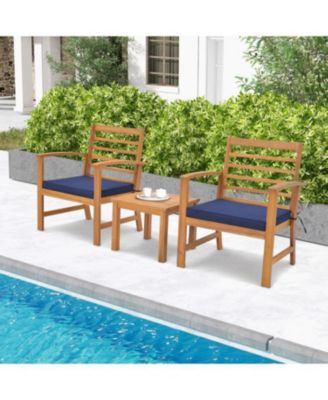 3 Pieces Outdoor Furniture Set with Soft Seat Cushions