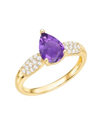 Citrine (1 ct. t.w.) & Diamond (1/4 ct. t.w.) Ring in 14k Yellow Gold (Also available in Amethyst or 14k White Gold Blue Topaz)