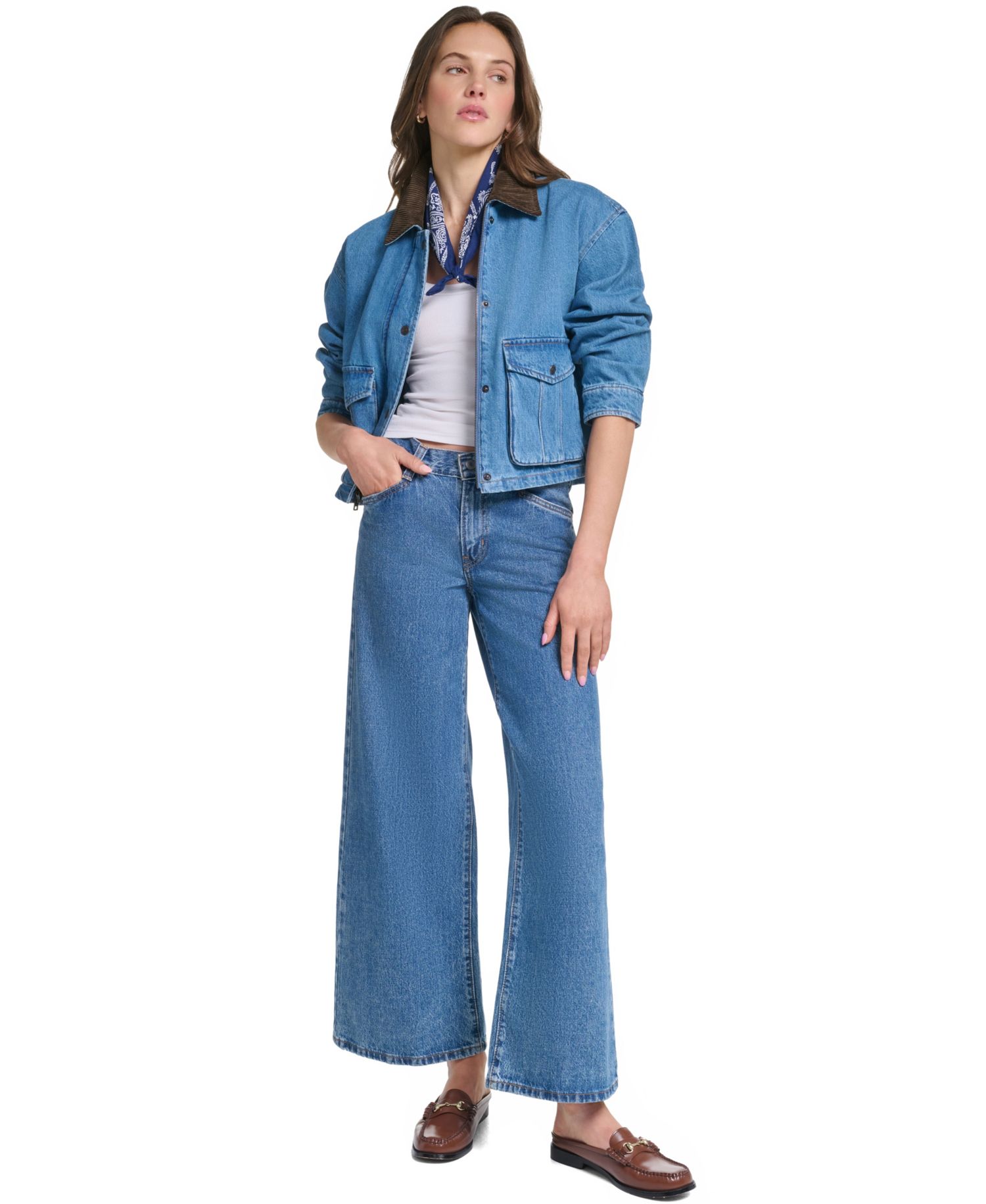 Women's Cropped Cotton Corduroy-Collar Barn Jacket