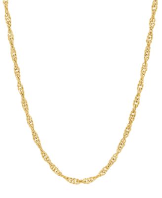 Solid Singapore Chain Necklace in 18k Gold-Plated Sterling Silver
