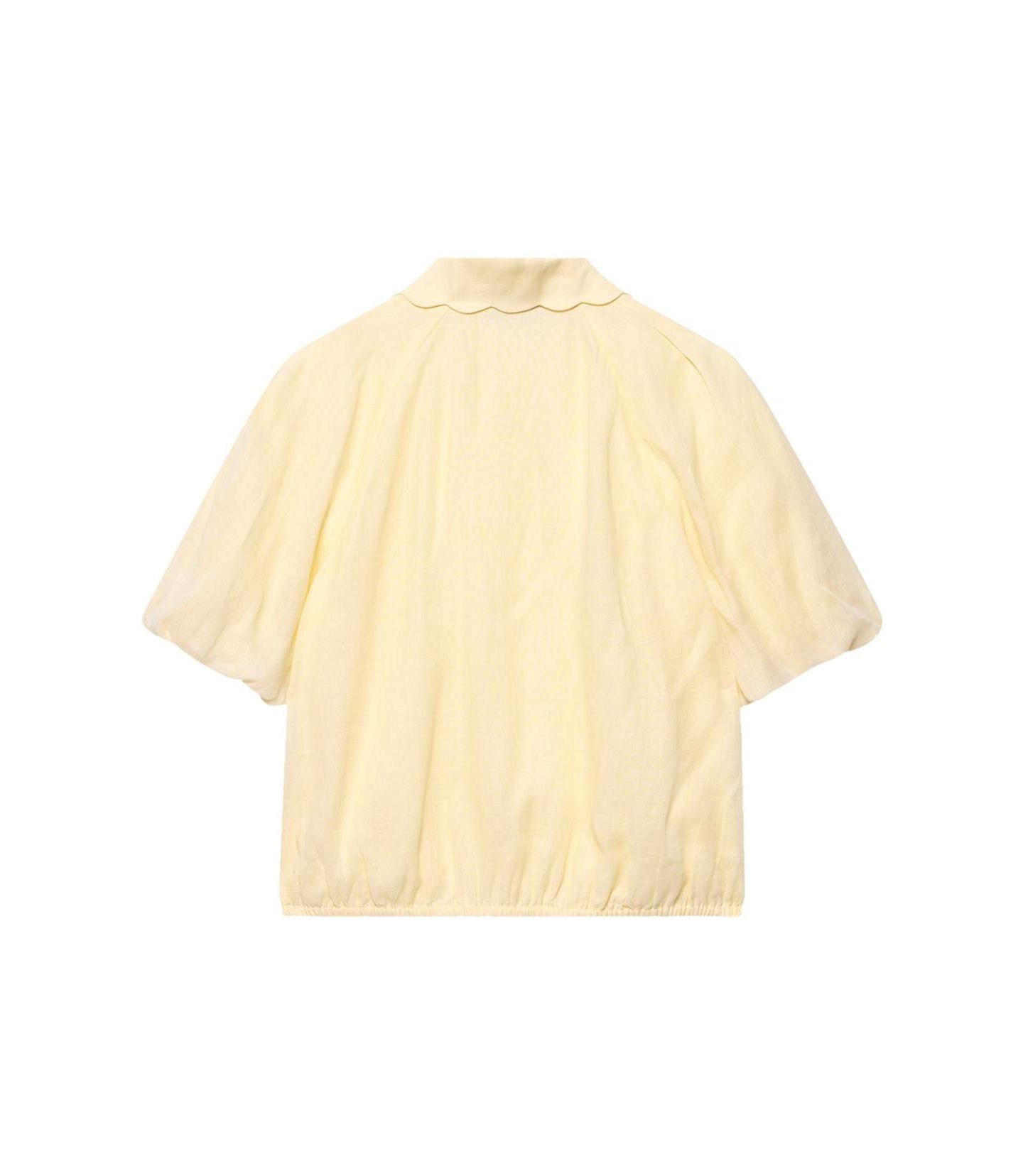 Женская блузка Mint Velvet Ramie Short-Sleeve Puff-Sleeve, цвет: Жёлтый — фото 5