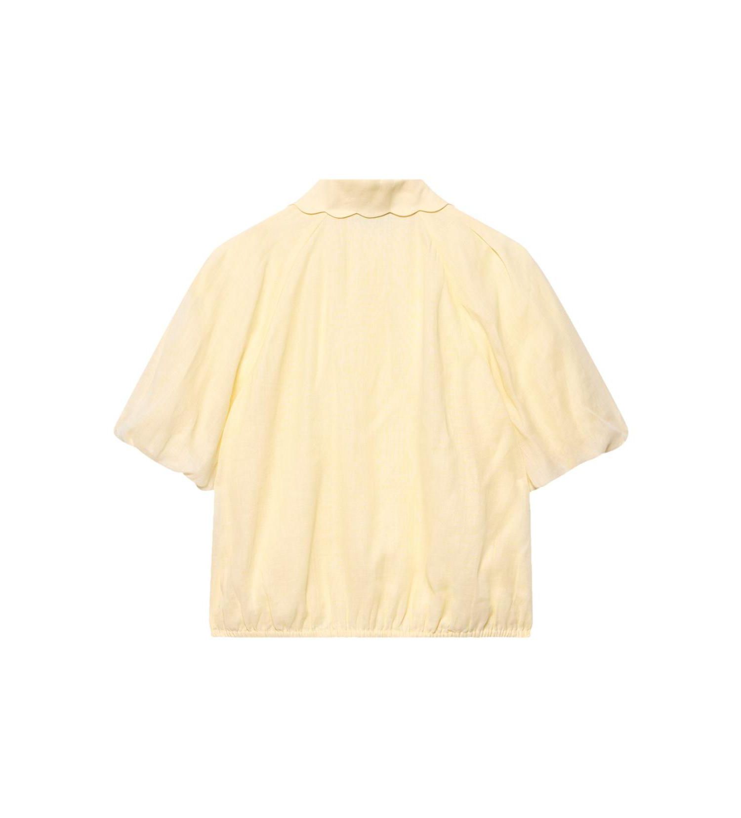 Women's Ramie Short-Sleeve Puff-Sleeve Blouse