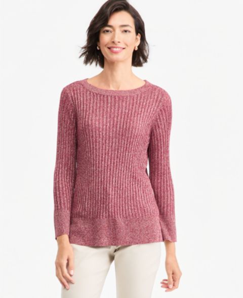 Женский свитер JM Collection Boat Neck Long-Sleeve Lurex, цвет: Вишнёвый