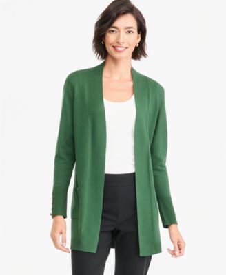 Petite Open-Front Button-Cuff Cardigan Sweater