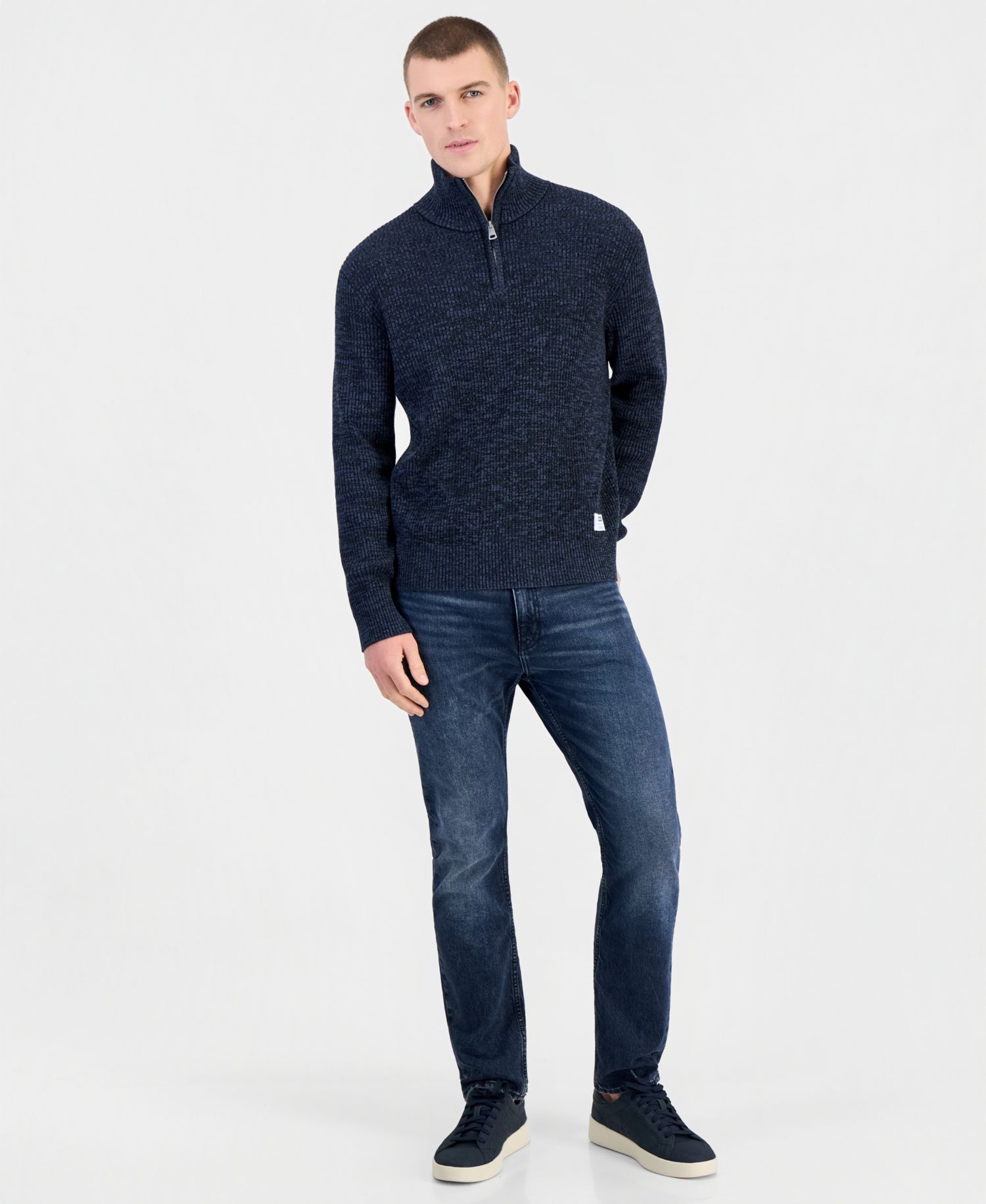 Men's Mock Neck Quarter-Zip Sweater