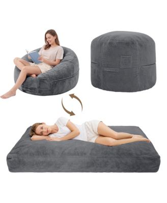 4 in 1 Bean Bag Chair for Adult, Large Beanbag with Memory Foam and Removable Cover, Oversized Ultra Soft Velvet Lazy Sofa Couch Bed