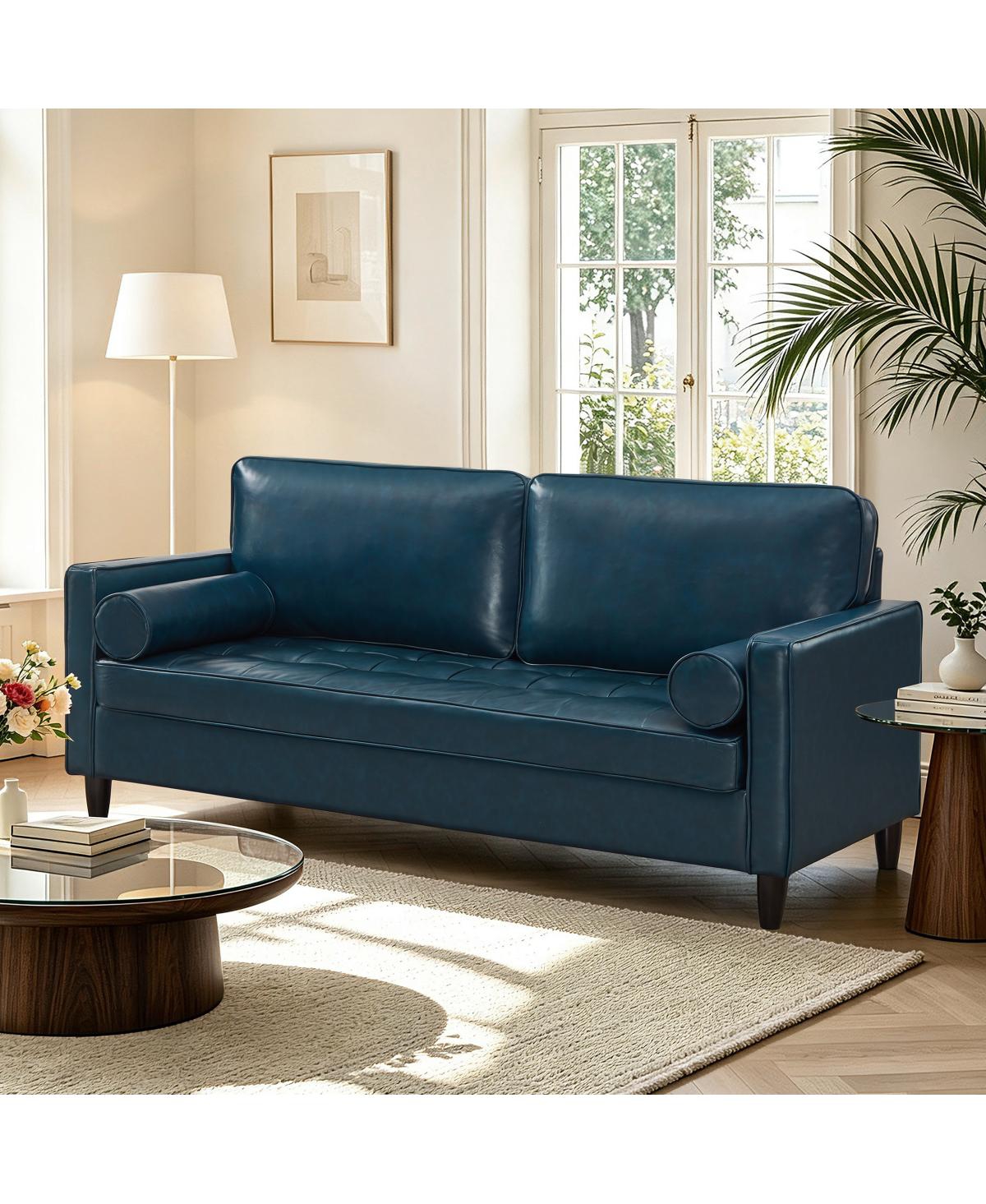 Streamdale Furniture Classic Tufted Faux Sofa with Wood Legs