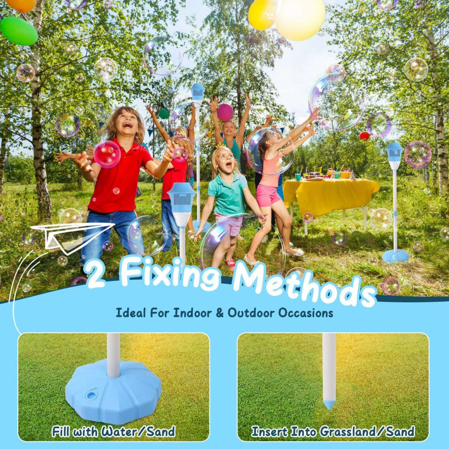 Детские игрушки ZENY 3-in-1 Rechargeable Standing Bubble Machine with Music and Lights, Adjustable Height, 2-Pack, Ages 3+, цвет: Синий — фото 11