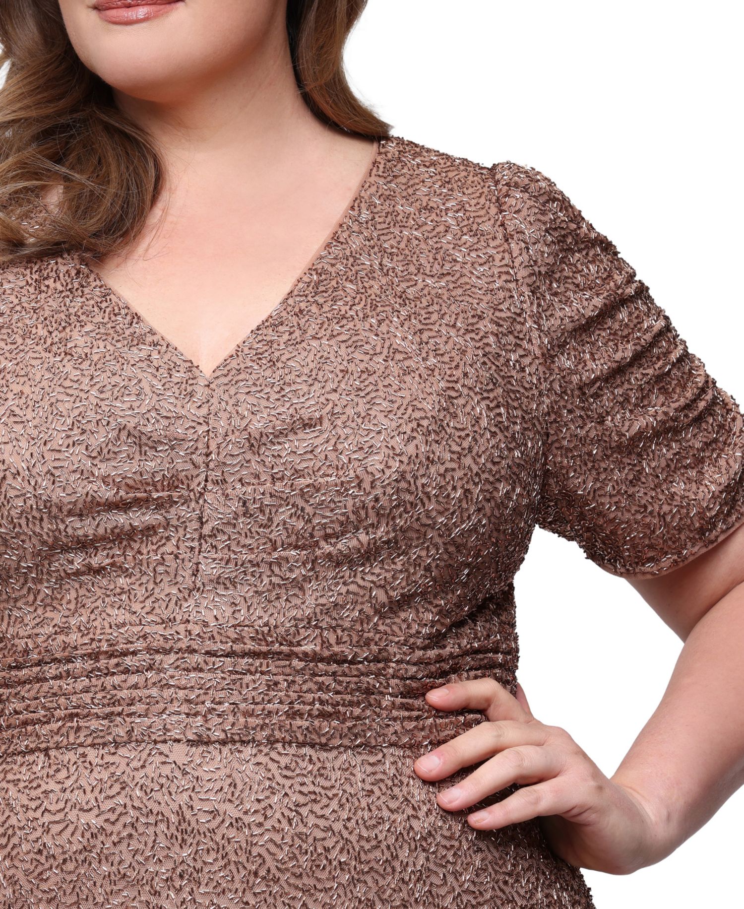 Petite Mother of the Bride Sequin V-Neck Dress