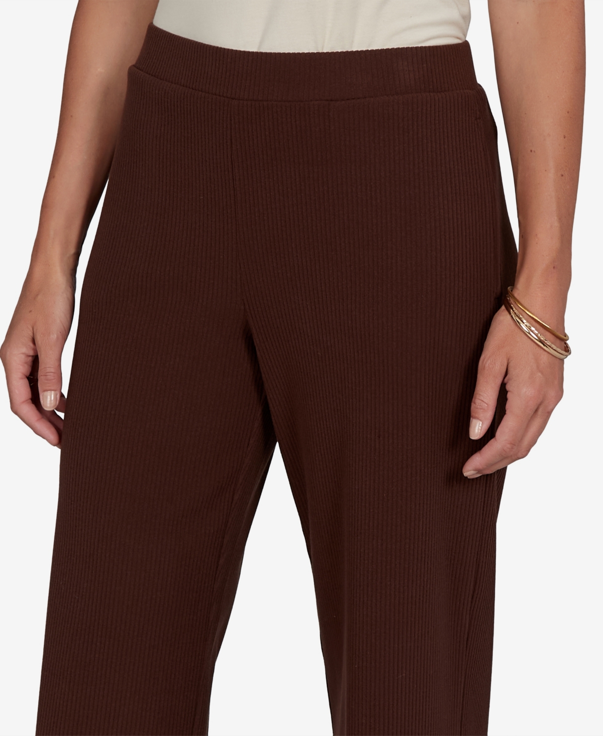 Ruby Rd. Petite Wide-leg Pull-on Ribbed Pants In Red