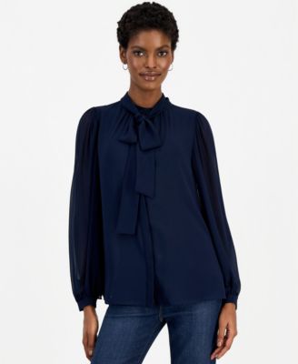 Women's Dahlia Chiffon Tie-Neck Long-Sleeve Blouse, Macy's Exclusive
