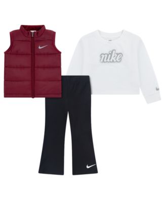 Toddler Girls' 2T-4T Swoosh Sparkle Vest, T-Shirt and Leggings, 3-Piece Set