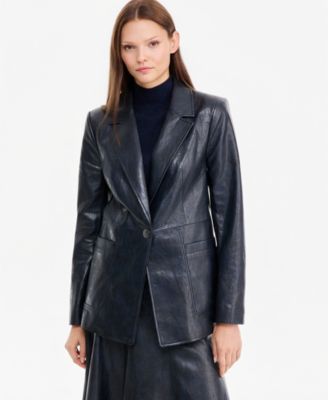 Women's Romi Faux Leather Mid-Length Blazer
