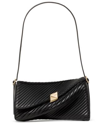 Deco Pleated Twisted Flap Small Shoulder Handbag