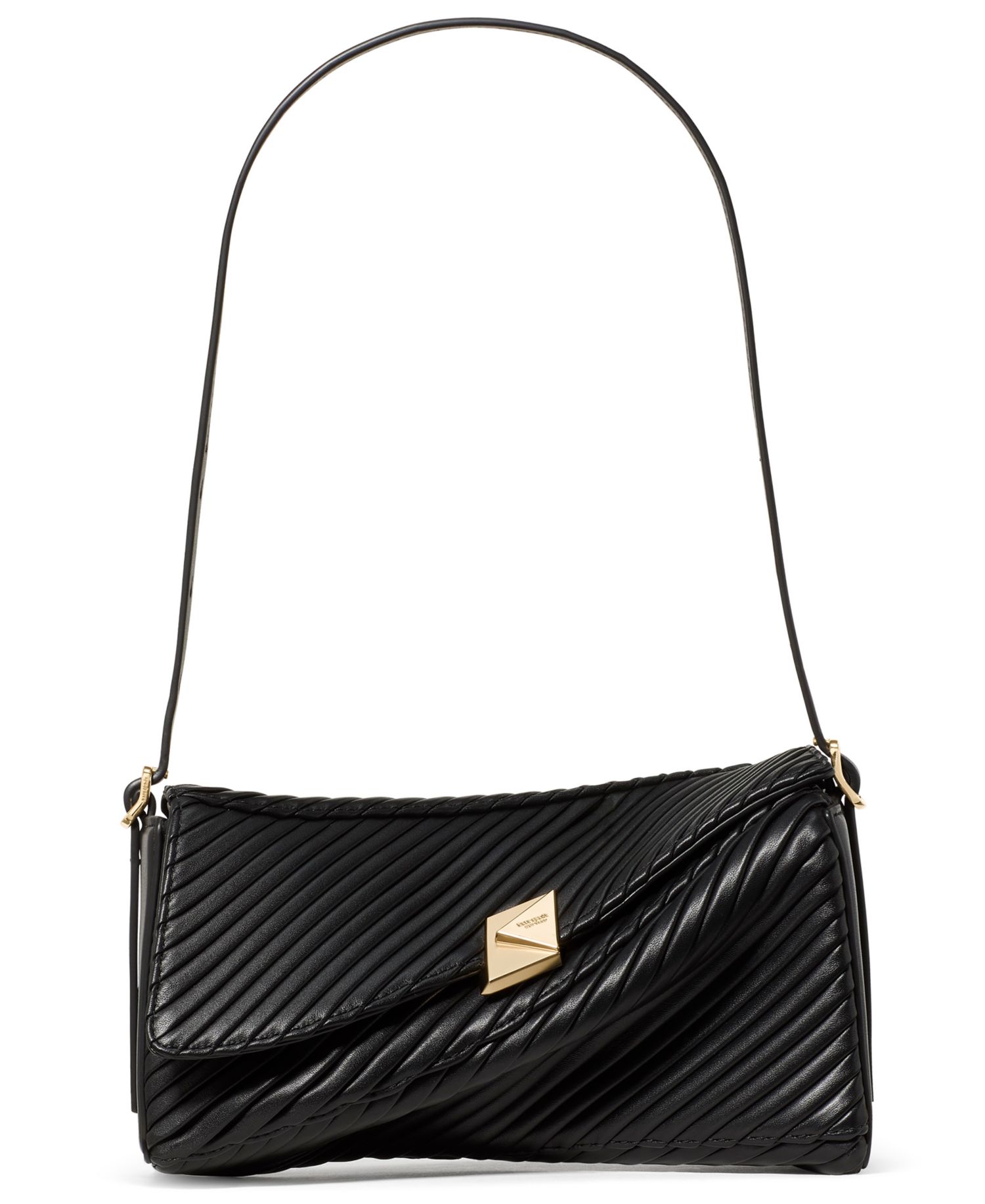 Deco Pleated Twisted Flap Small Shoulder Bag