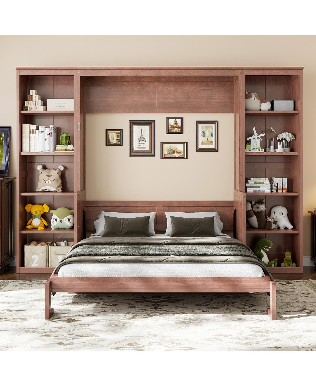 Streamdale Furniture Queen Size Murphy Bed with Desk Bookshelf