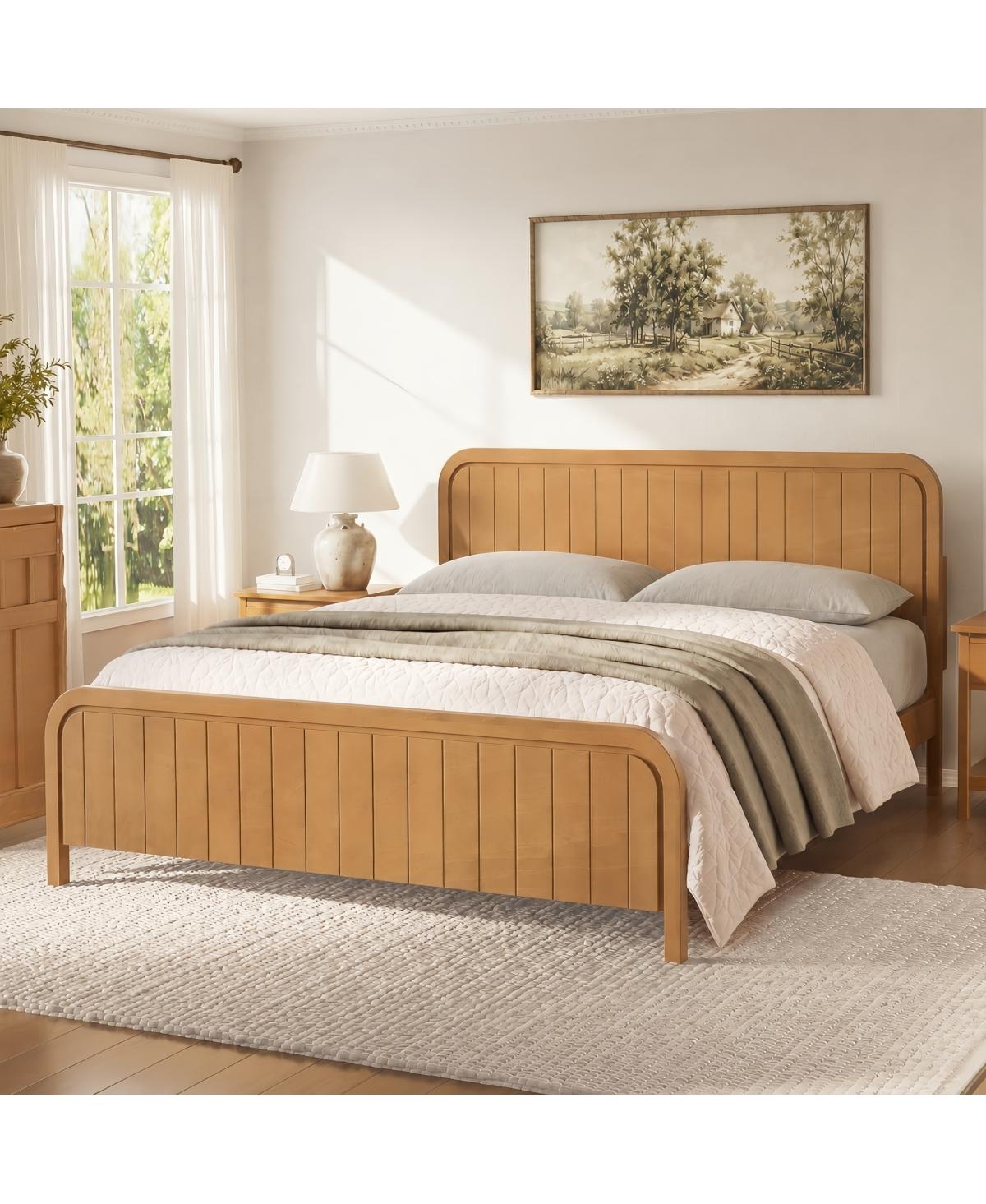 Streamdale Furniture King Wood Platform Bed Frame with Headboard