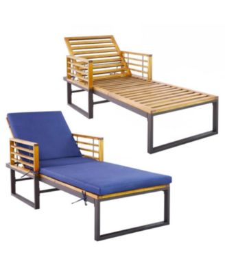 Adjustable Cushioned Patio Chaise Lounge Chair with 4-Level Backrest