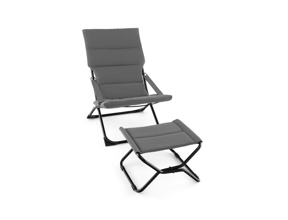 Boyel Living Patio Folding Sling Chair with Ottoman Footrest and Removable Cushion