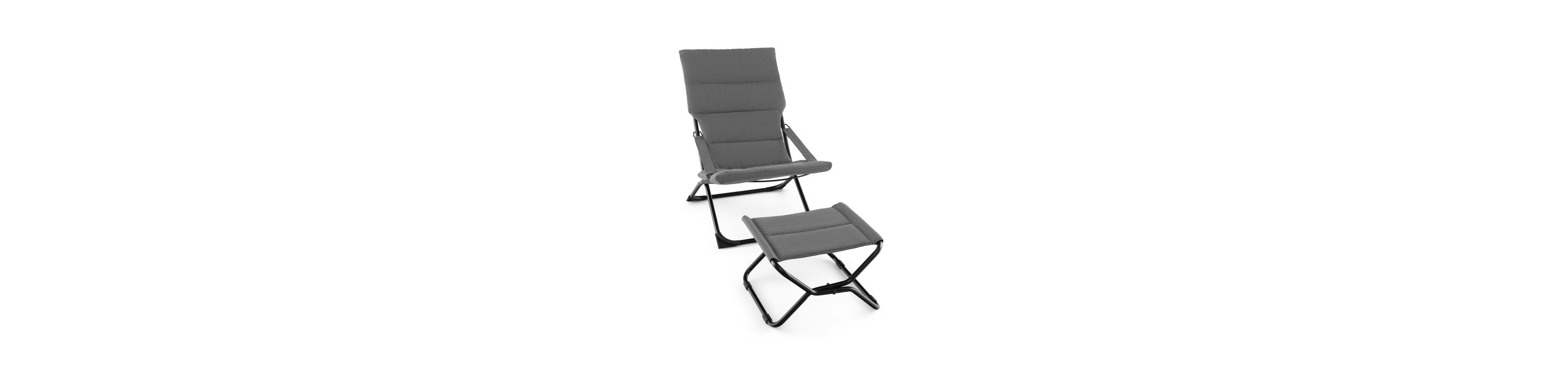 Boyel Living Patio Folding Sling Chair with Ottoman Footrest and Removable Cushion