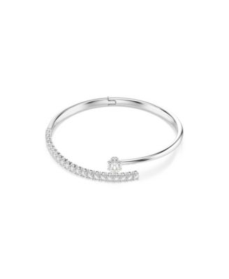 Sterling Silver-Plated White Crystals Bracelet
