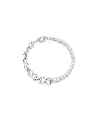 Sterling Silver-Plated White Crystals Bracelet