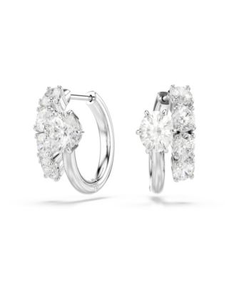 Sterling Silver-Plated White Crystals Earrings