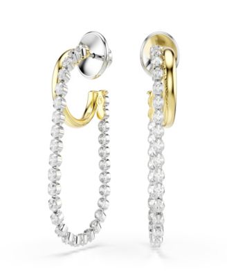 Gold-Tone and Sterling Silver-Plated White Crystals Earrings