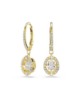 Gold-Tone Plated White Crystals Earrings