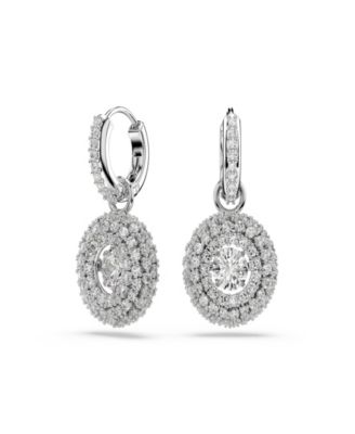 Sterling Silver-Plated White Crystals Earrings