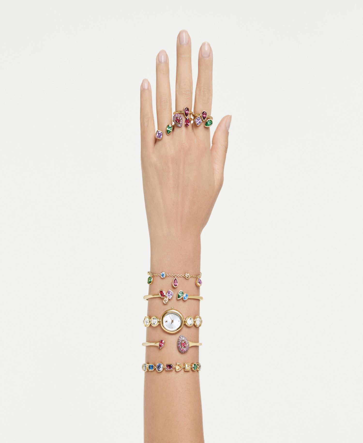Gold-Tone Plated Multicolored Crystals Bracelet