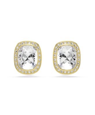 Gold-Tone Plated White Crystals Earrings