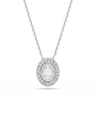 Sterling Silver-Plated White Crystals Necklace