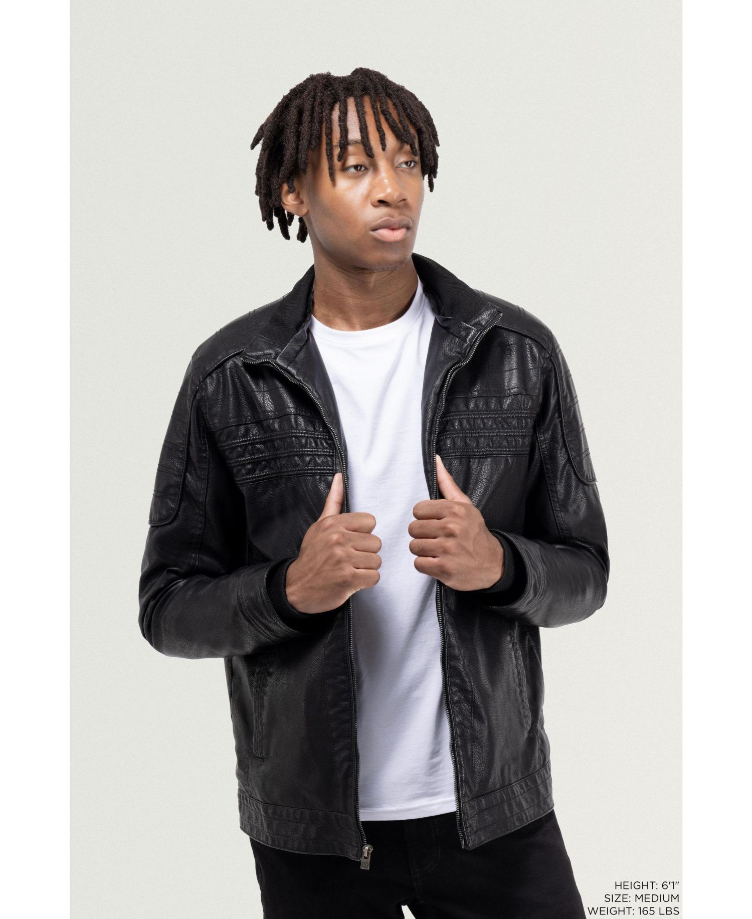 XRAY Men's Grainy PU Leather Hooded Jacket With Faux Shearling Lining