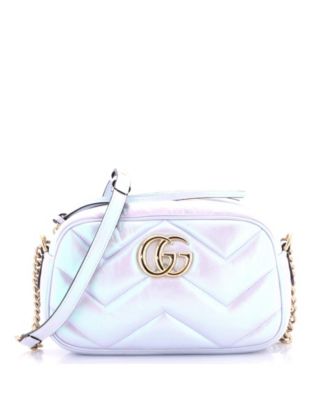 Small GG Marmont Shoulder Bag Chevron Iridescent Leather