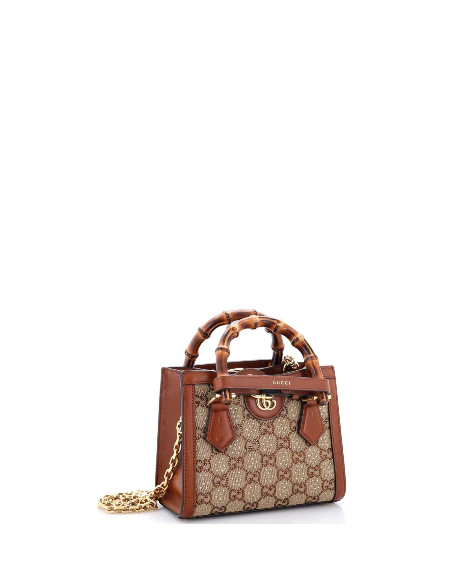 Mini Diana NM Bamboo Handle Tote Crystal Embellished GG Canvas