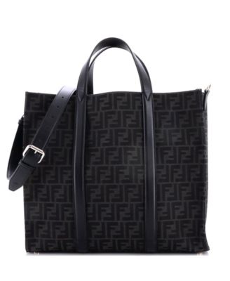 Large Convertible Open Tote Zucca Jacquard Fabric and Leather