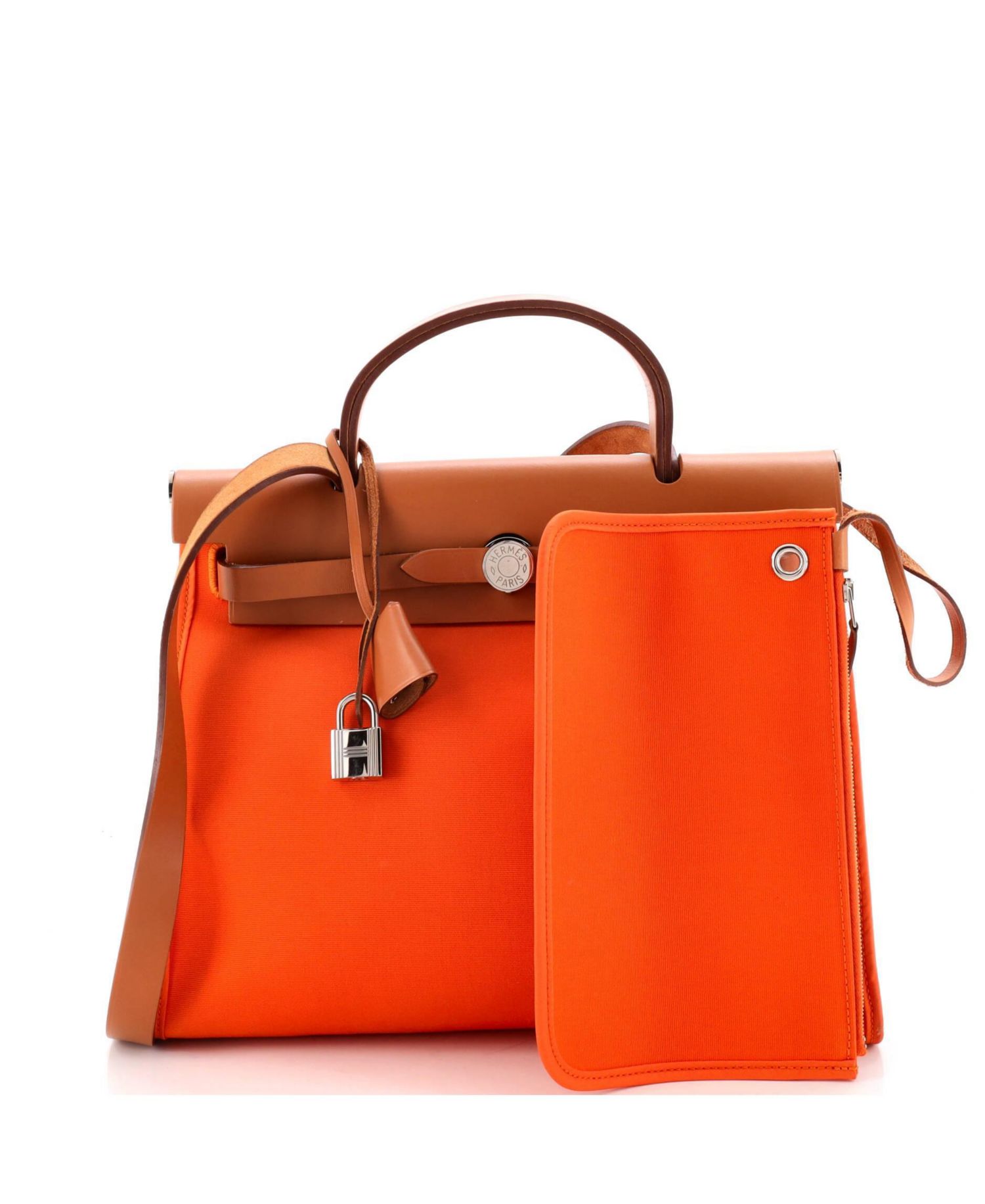 Pre-Owned Hermes 31 Herbag Zip Leather and Toile