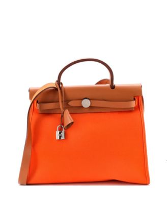 Pre-Owned Hermes 31 Herbag Zip Leather and Toile