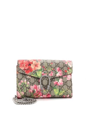 Small Dionysus Chain Wallet Blooms Print GG Coated Canvas