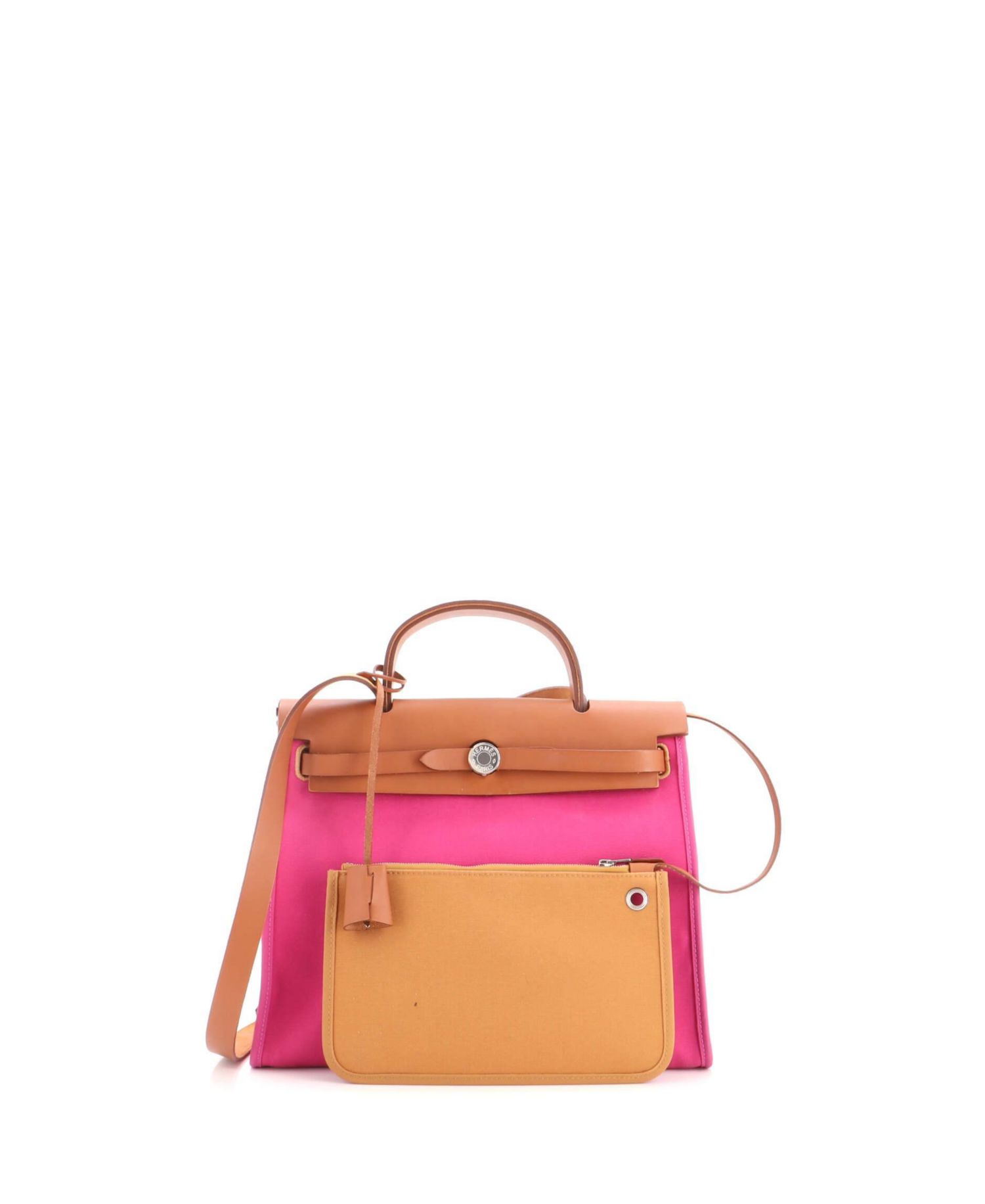 Pre-Owned Hermes 31 Herbag Zip Leather and Toile