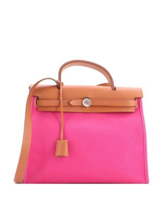 Pre-Owned Hermes 31 Herbag Zip Leather and Toile