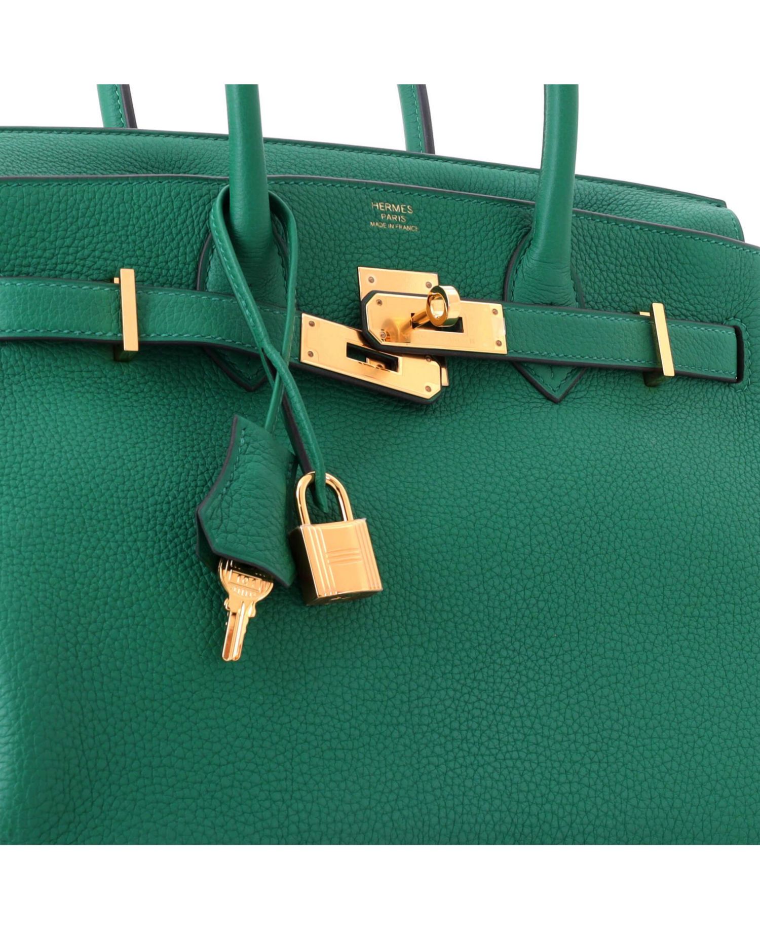 Pre-Owned Hermes Birkin 30 Handbag Green Togo with Gold Hardware
